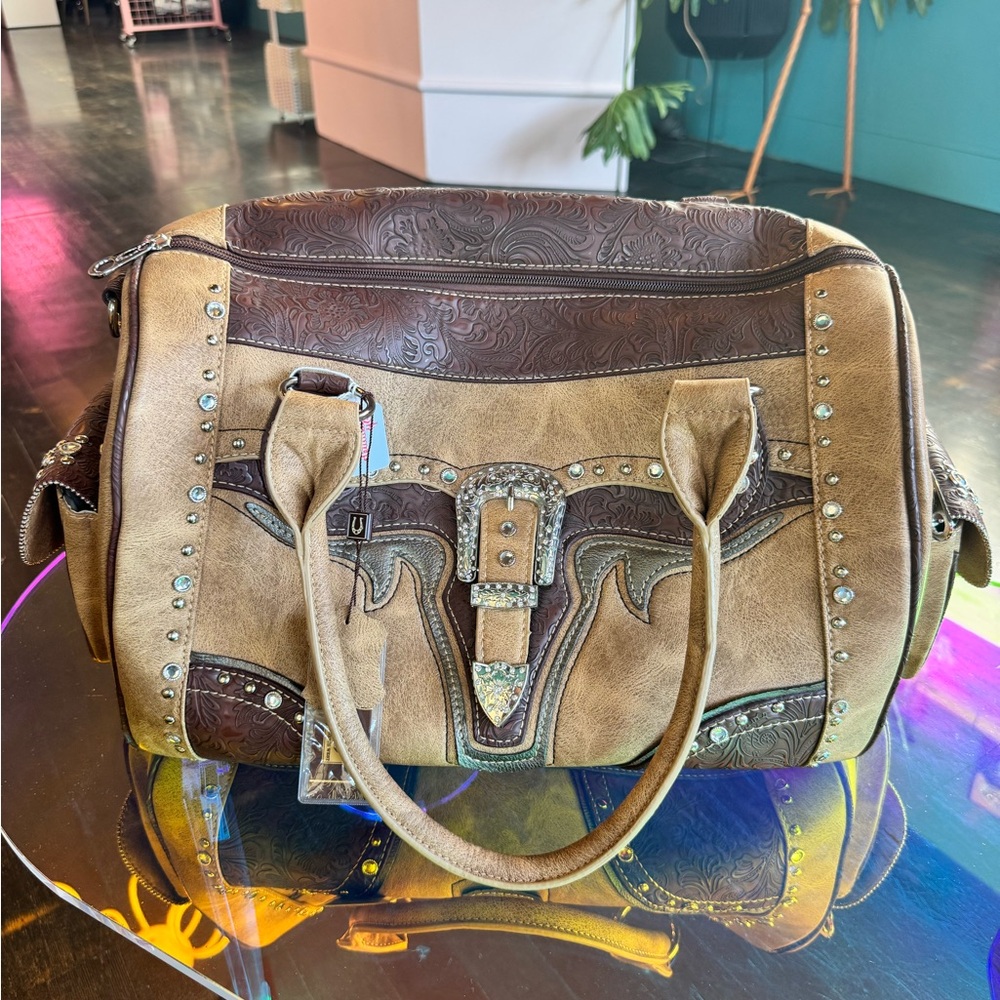 Leather Western duffle bag